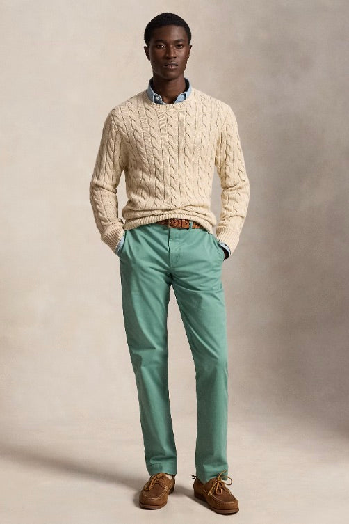 Cable-Knit Cotton Jumper Jicama Brown Heather