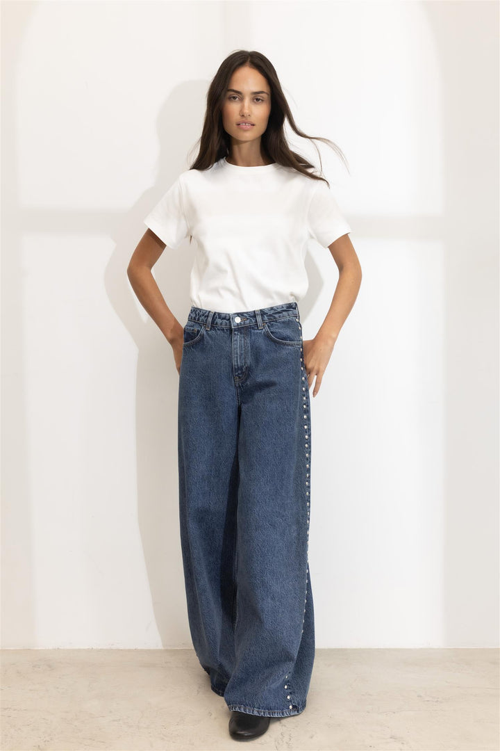Bailey Studs Jeans Washed Dark Blue