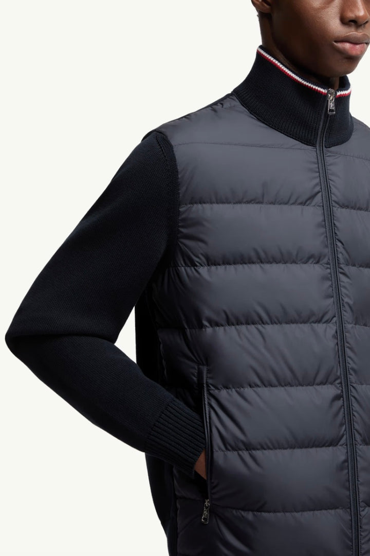 Padded Zip-Up Cotton Cardigan