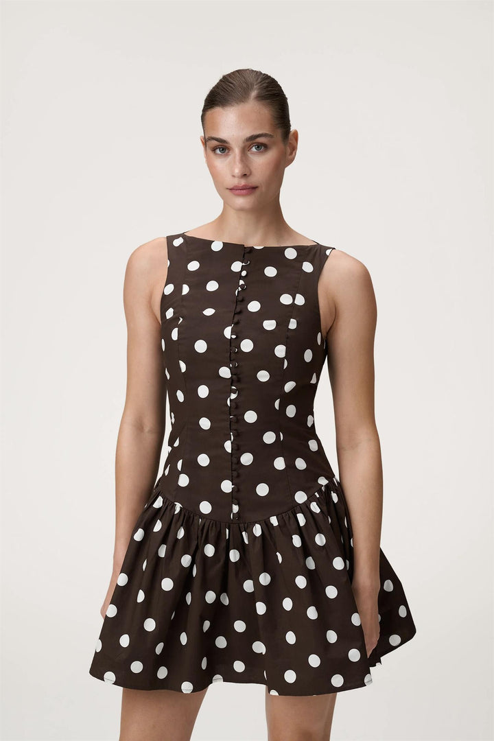 Sevilla Mini Dress Small Brown Dot