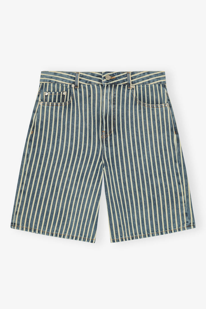 Striped Denim Shorts