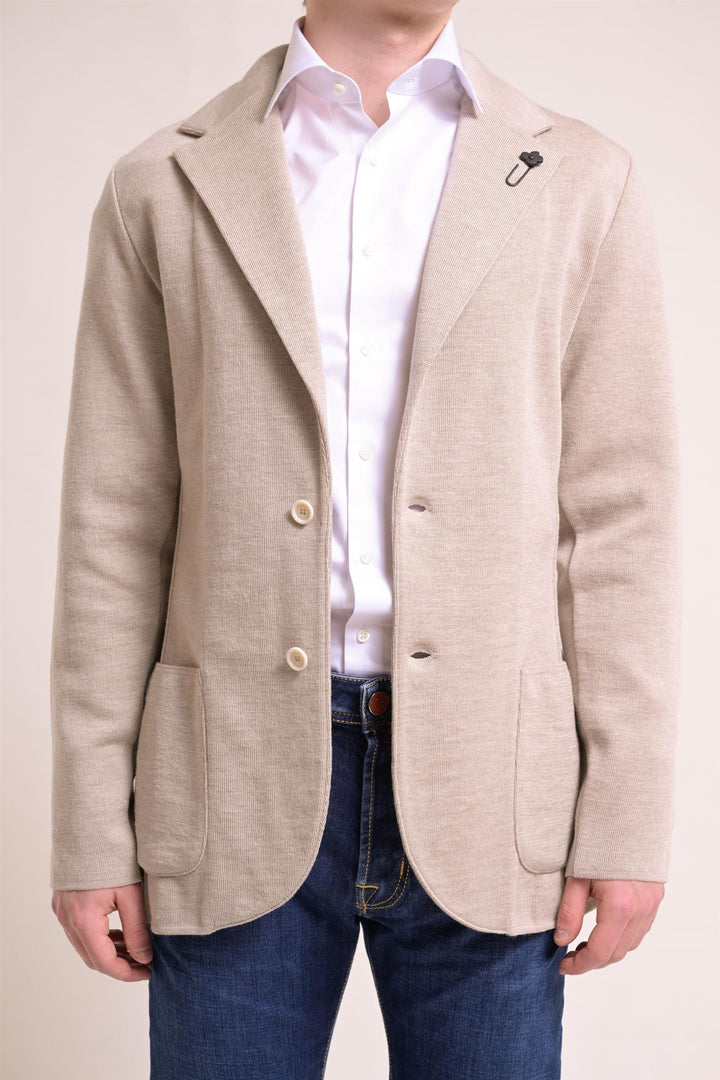 Man Knit Jacket Beige