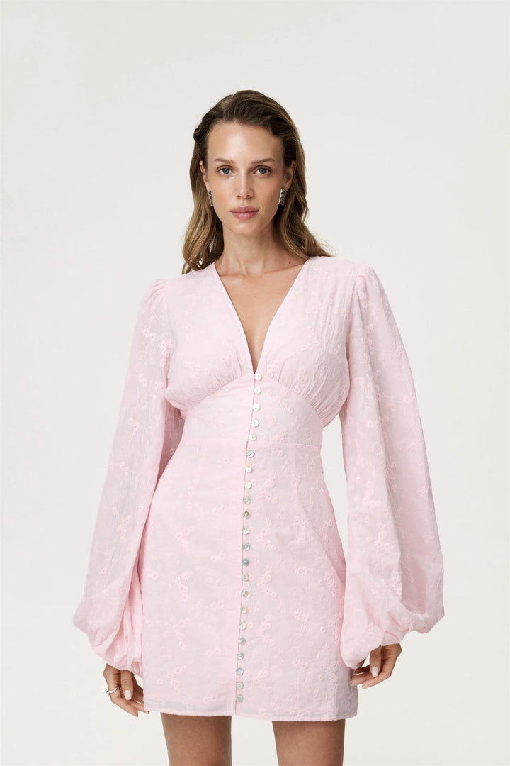 Florence Dress Pink Embroidery
