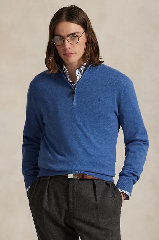 Wool Quarter-Zip Jumper Tide Pool Blue Heather