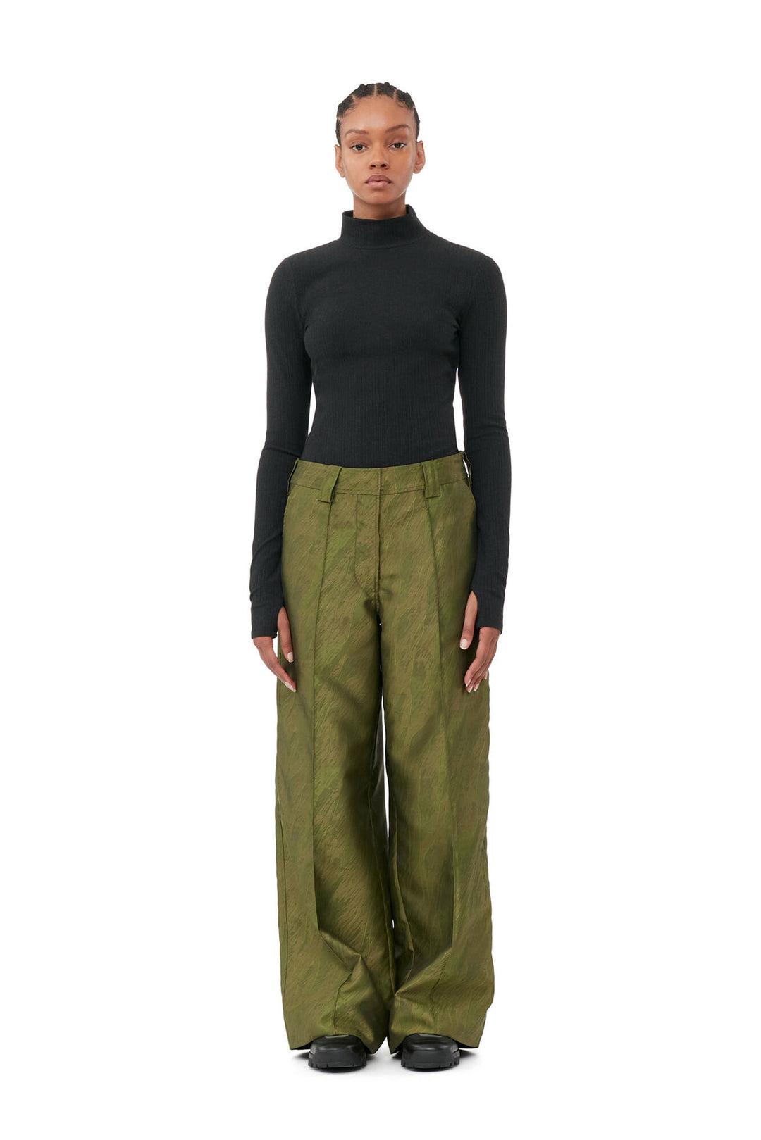 Shiny Jacquard Lowrise Pants