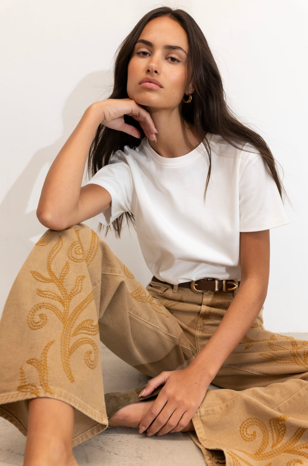Taylor Embroidered Camel