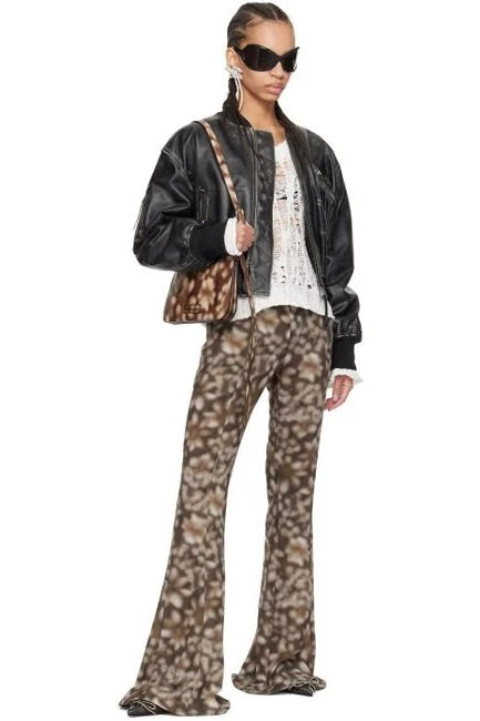 Fluid Print Trousers Brown