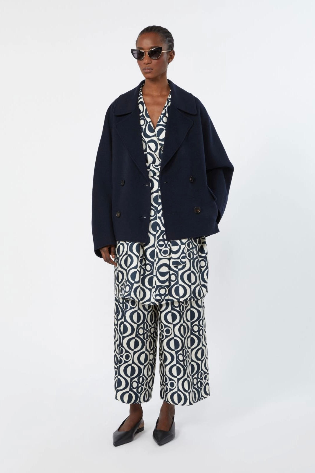Wool Drap Pea Coat Midnight Blue