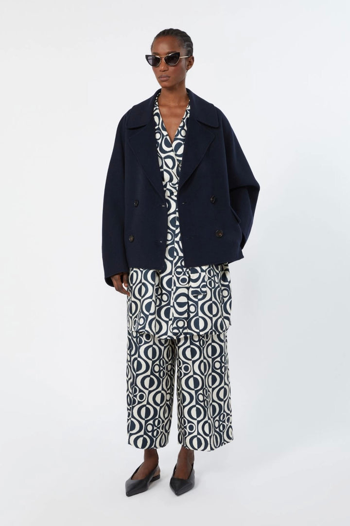 Wool Drap Pea Coat Midnight Blue