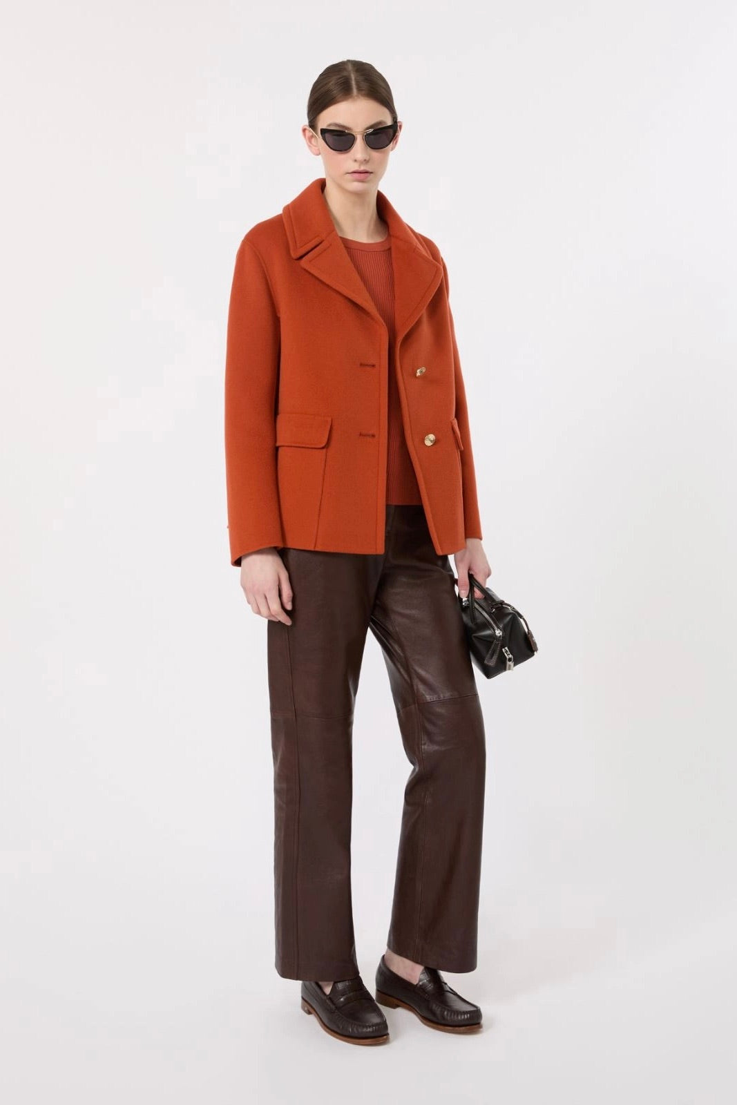 Drap Wool Single-Breasted Jacket Orange