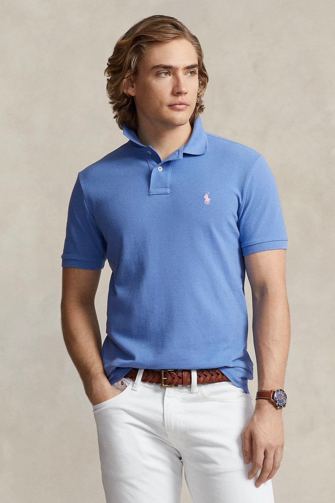 Iconic Mesh Polo Shirt New England Blue