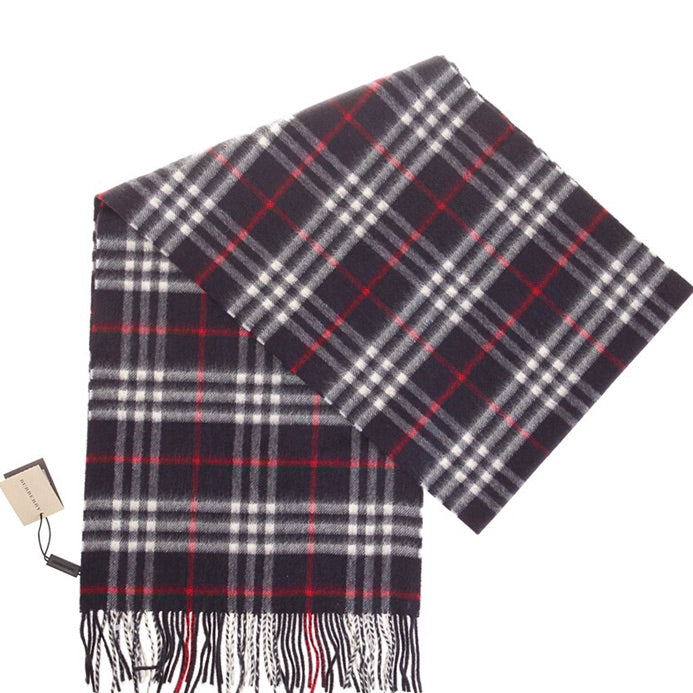 Icon Check Cashmere Scarf Navy Check