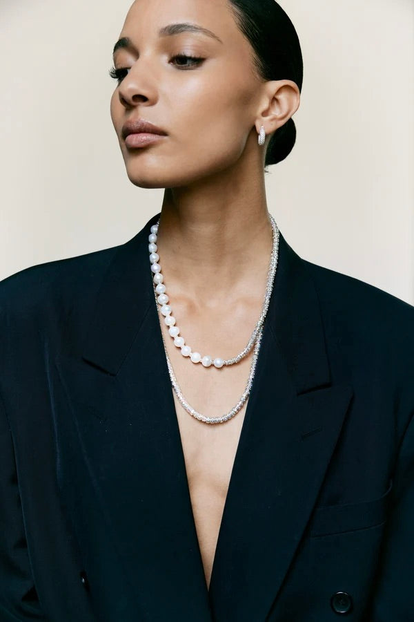 Skinny Diamond Necklace Silver