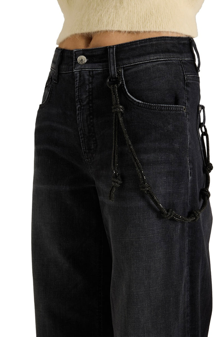 CAMBIO Baggy Mit Strasskette Denim Dark Cozy Midblack - Dale