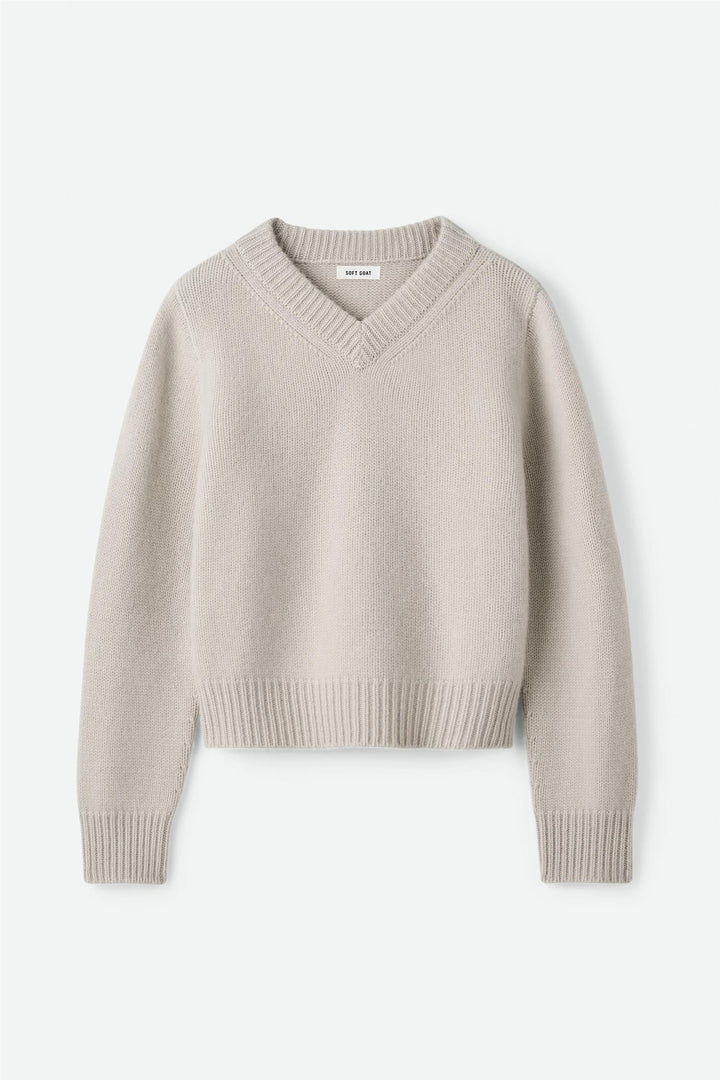 SOFT GOAT Chunky V-neck Chalk - Dale