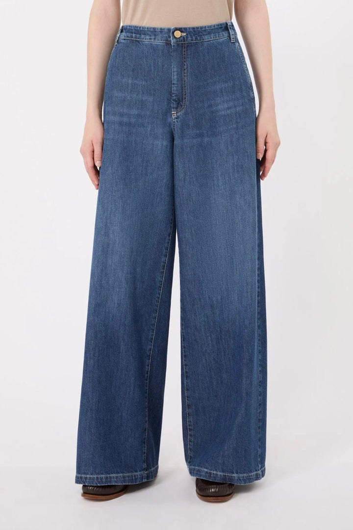 Straight Leg Denim Trousers China Blue