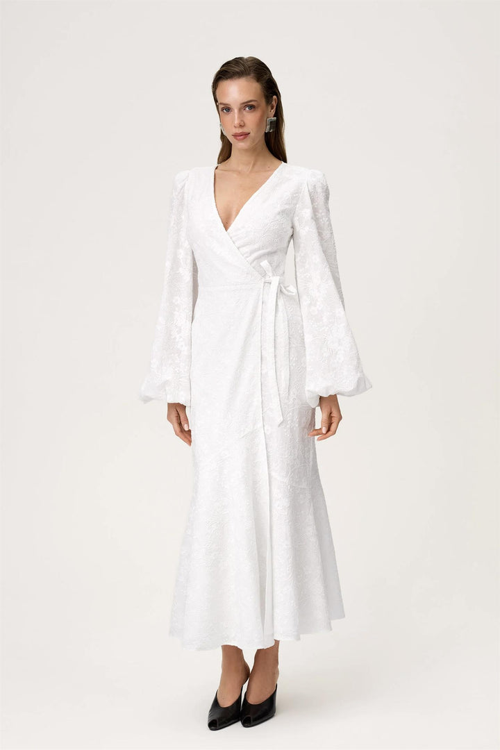 Portofino Maxi Dress White Embroidery
