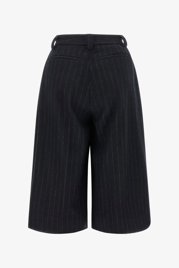 Dakota Pinstripe Wool Bermuda Shorts Night Blue
