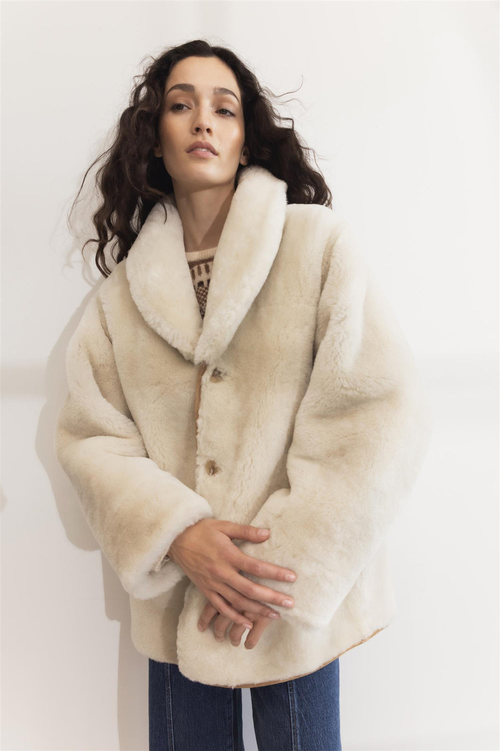 CAMILLA PIHL Luna Shearling Jacket Camel Suede - Dale