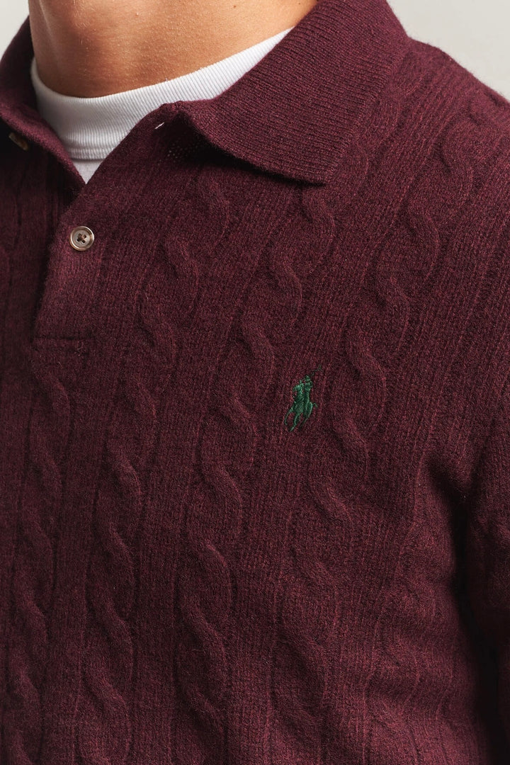 Cable-Knit Wool-Cashmere Jumper Aged Wine Heather