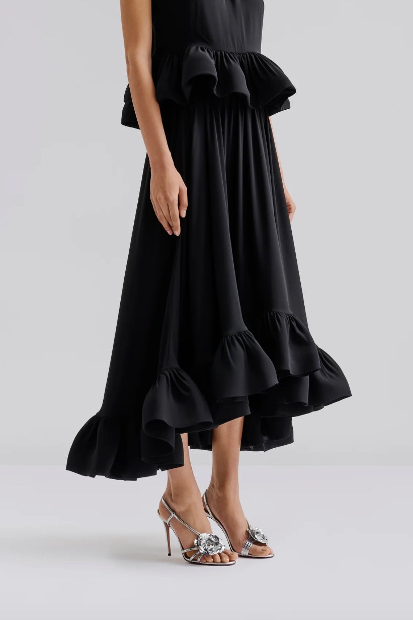 Adriana Frilled Hem Midi Skirt