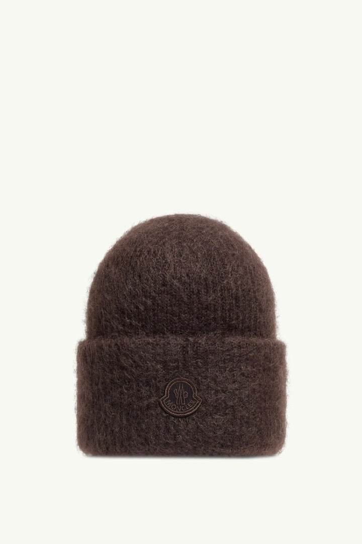 Mohair & Wool Blend Beanie Dark Brown