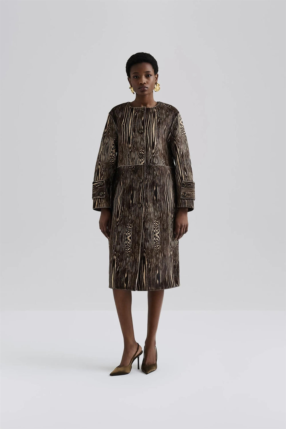 BY MALINA Zellea Moire Leather Coat - Dale