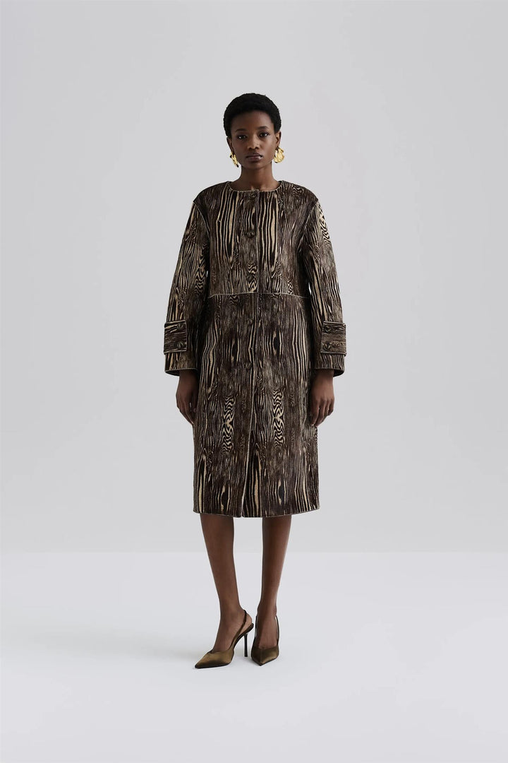 BY MALINA Zellea Moire Leather Coat - Dale