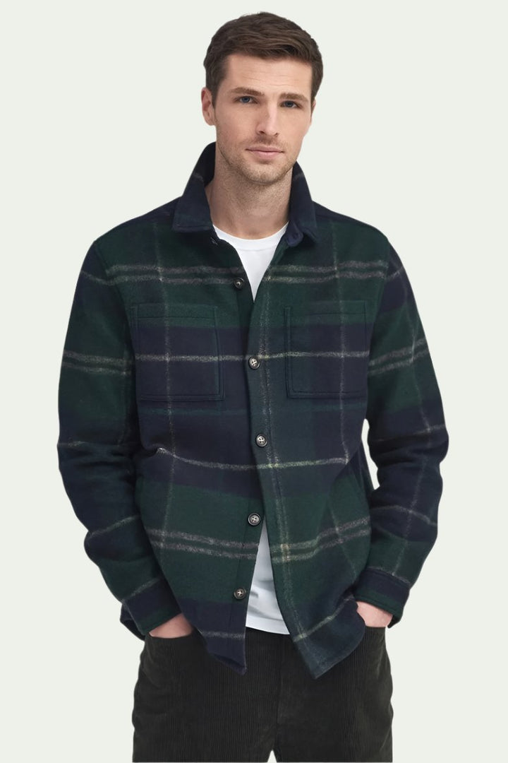 Chapter Tailored Check Overshirt Green Loch Tartan