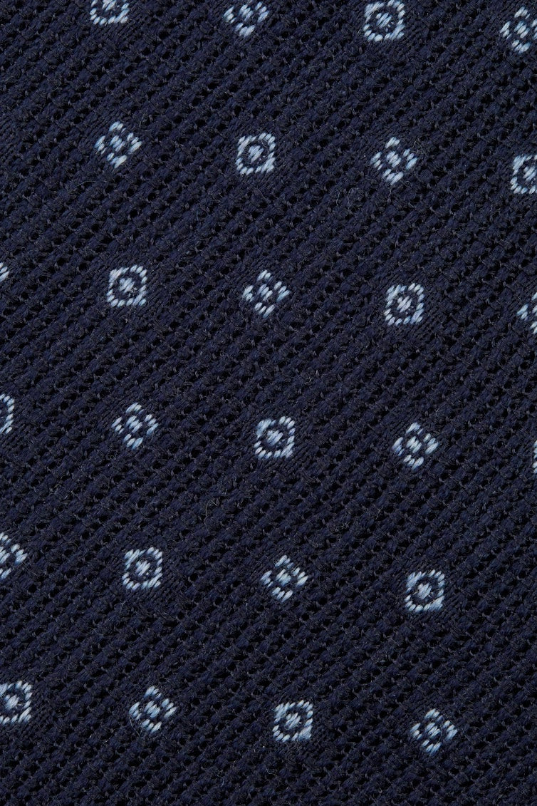Wool Silk Tie Dark Blue