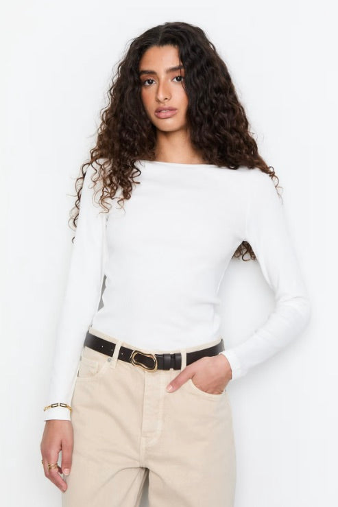 Petronella Rib Boatneck Offwhite