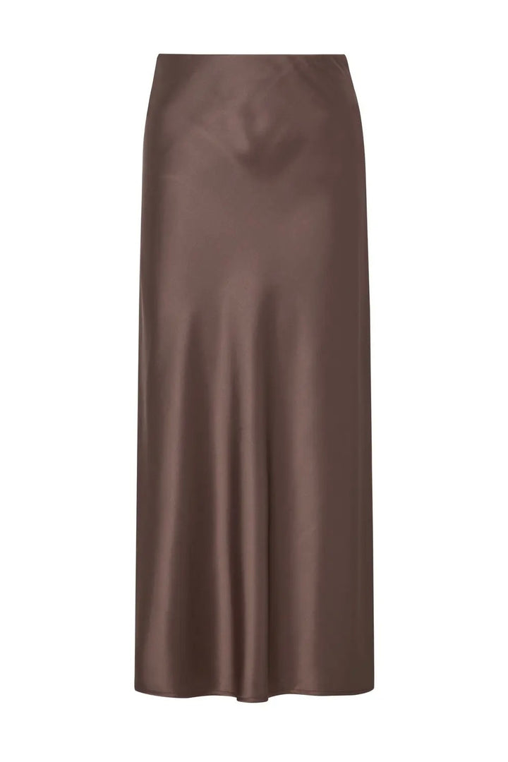 BY MALINA Aubree Satin Midi Skirt Chocolate - Dale