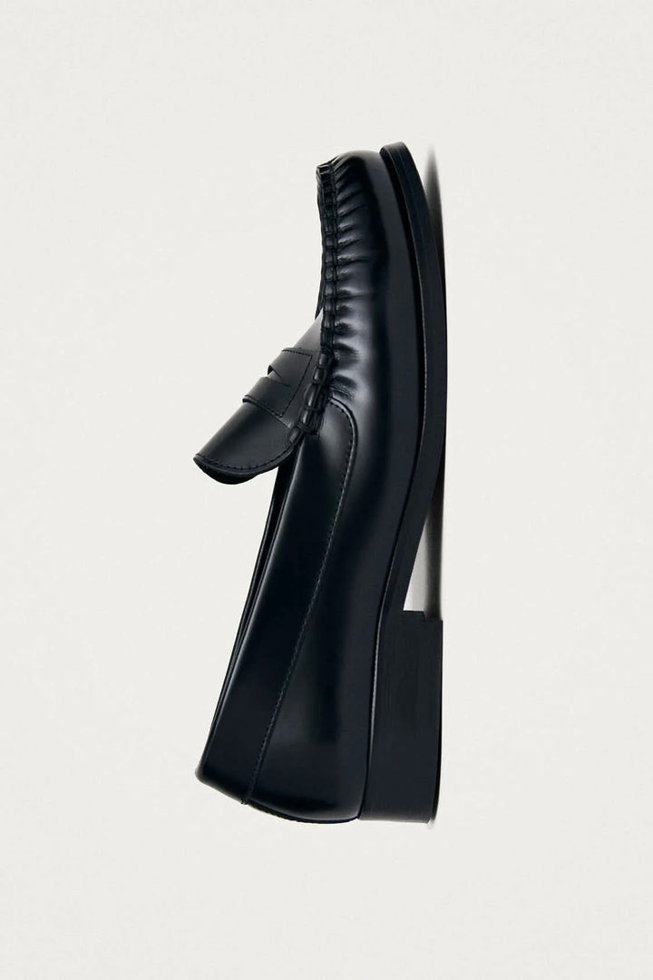 Rivet Black Leather Loafers