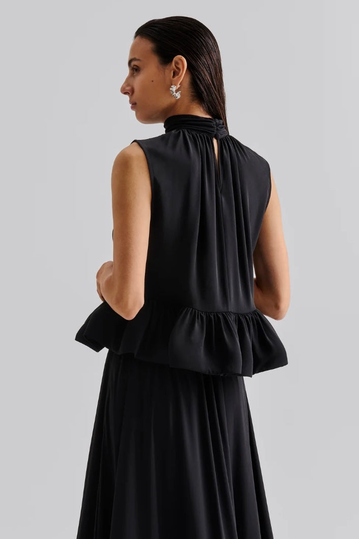 Lune Halterneck Frilled Hem Blouse