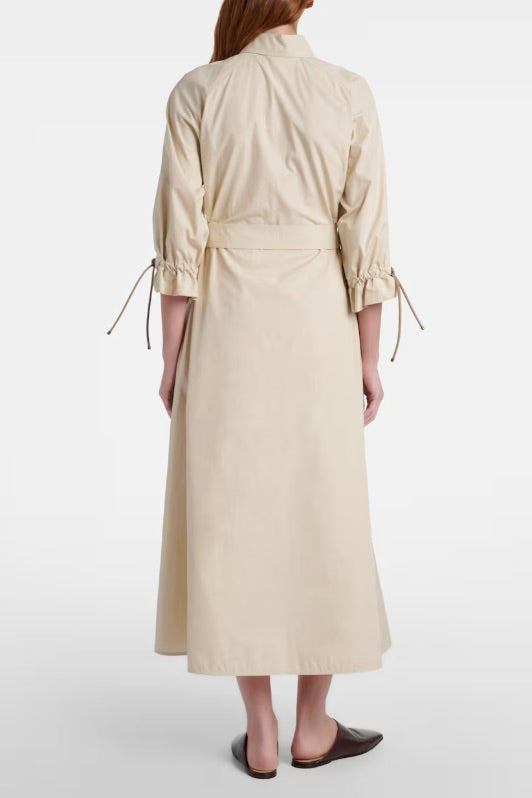 Oversized Cotton Poplin Dress Beige