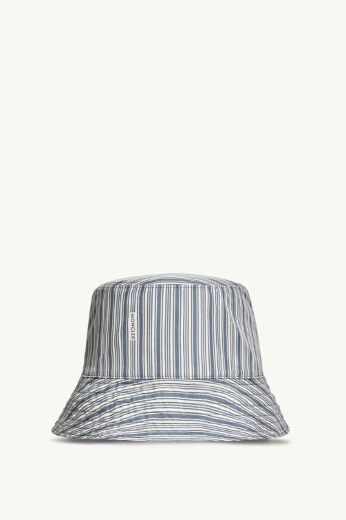 Reversible Striped Cotton Bucket Hat Blue&White