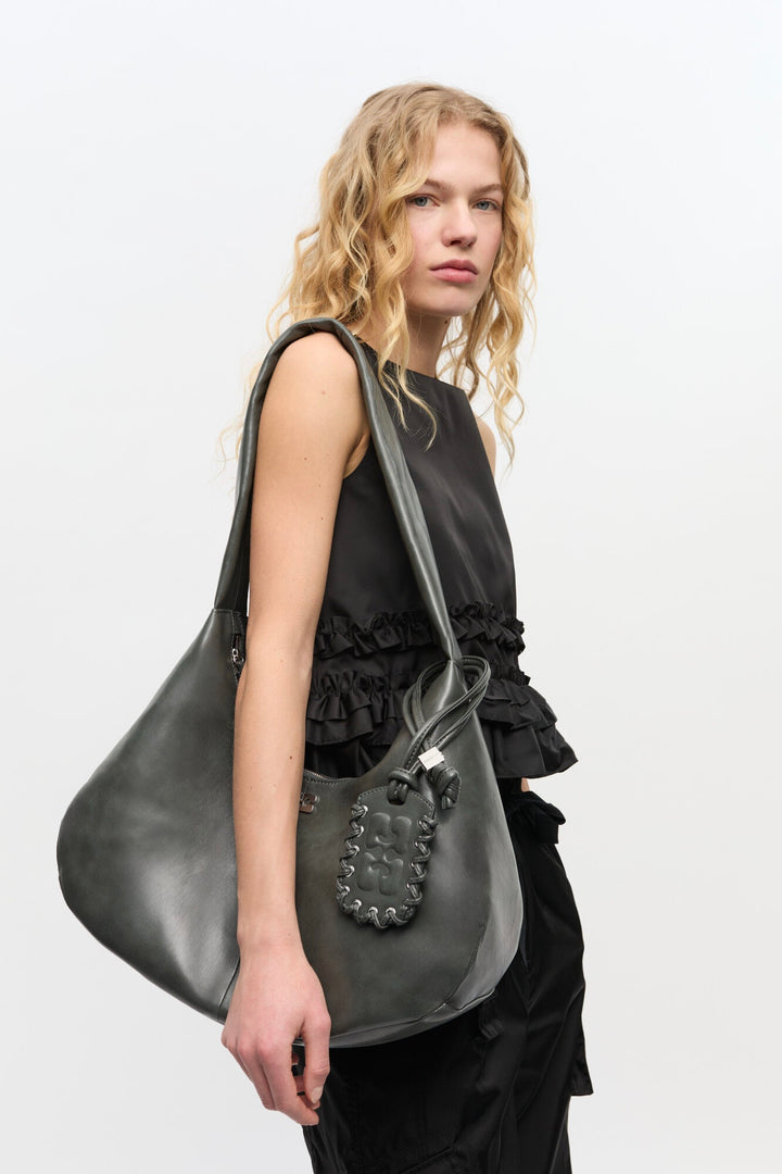 Ganni Bou Bag Hobo Medium Steal Grey