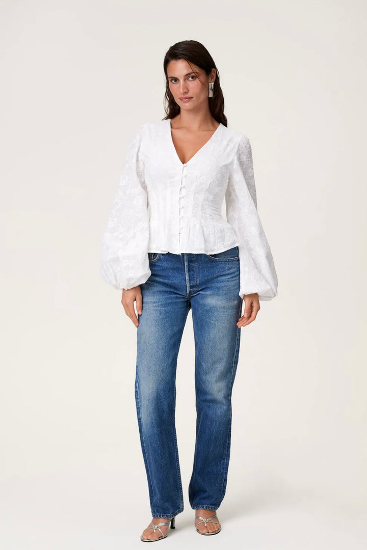 Palena Blouse White Embroidery