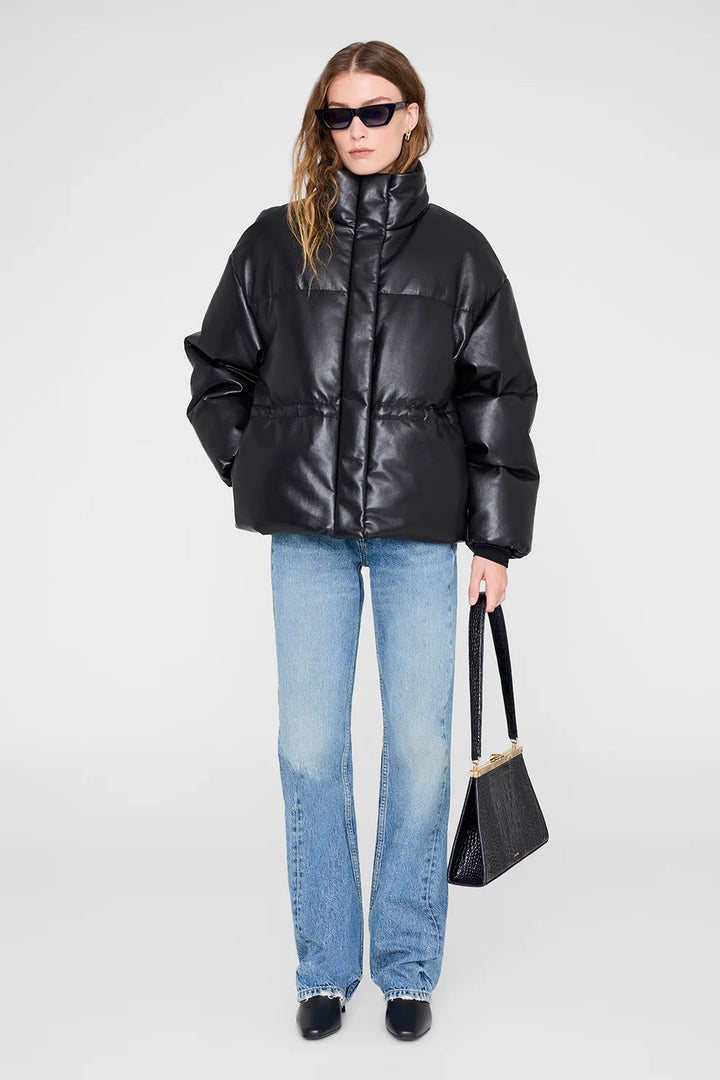 Oslo Puffer Black Recycled Leather