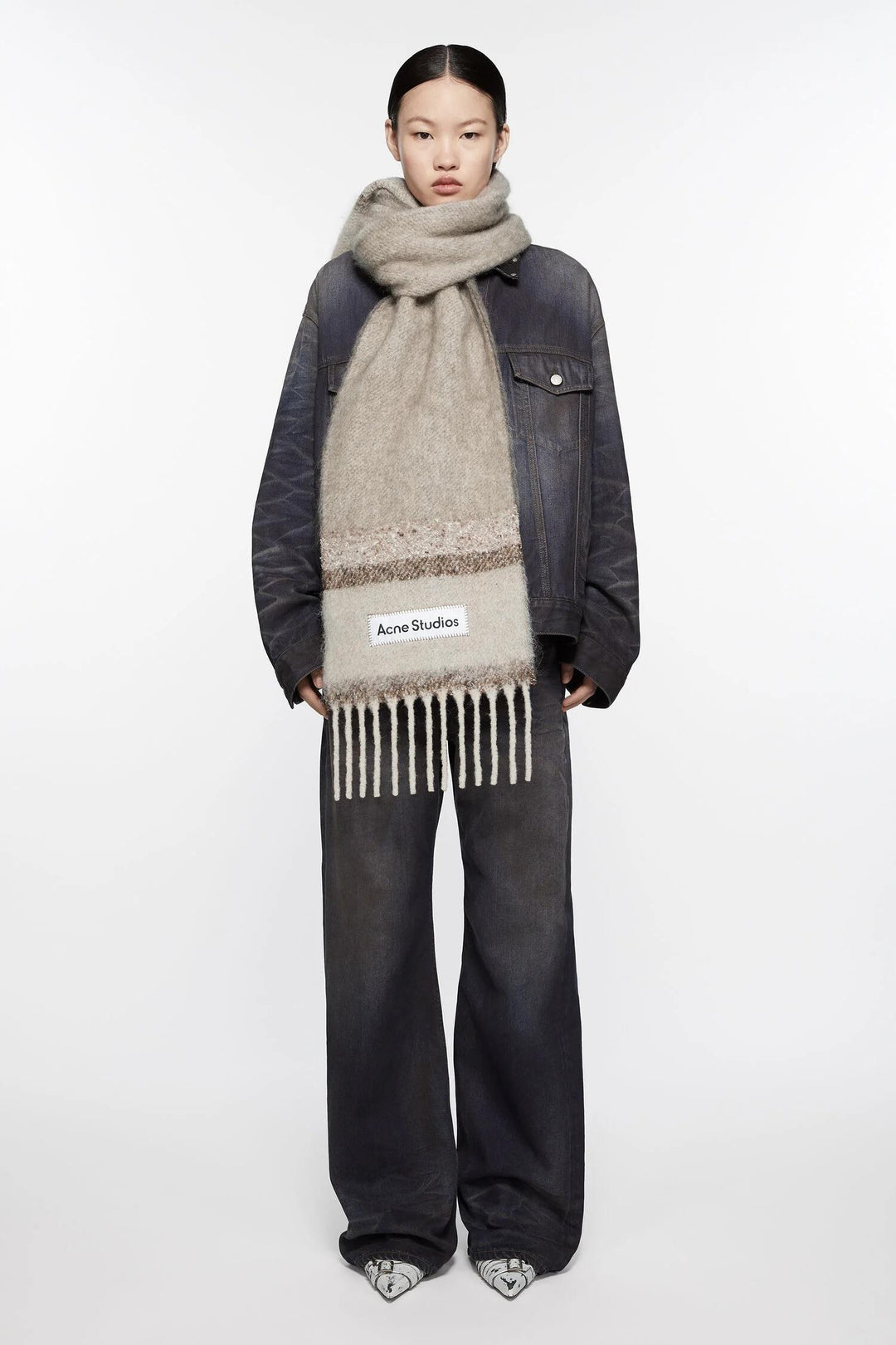 Fringed Scarf Logo Blue/Green