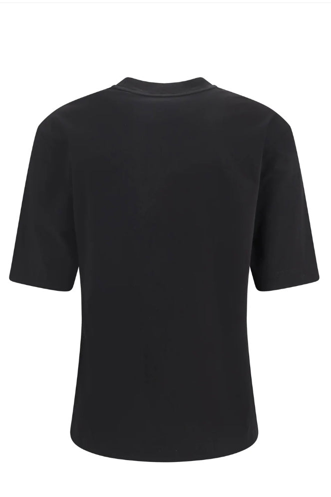 Silicone Logo Patch Cotton T-Shirt Black
