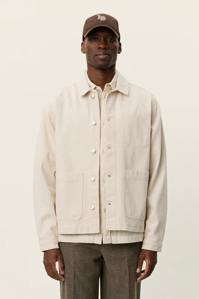 LES DEUX Layton Denim Overshirt Ivory - Dale