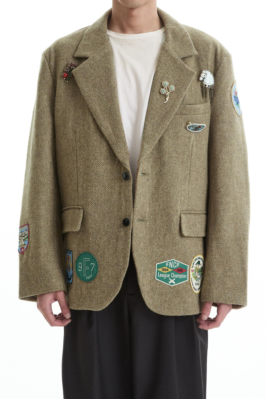 Tweed Patch Blazer Brown