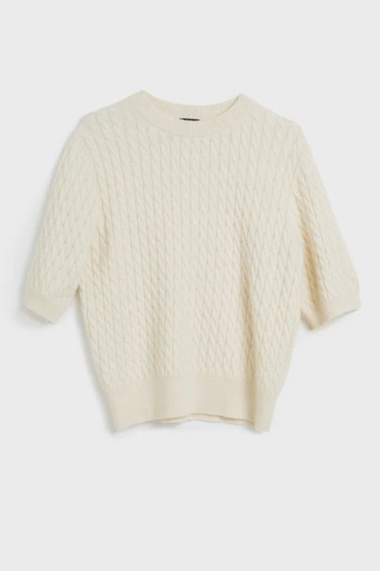 Lucie Cable Knit Shirt Cream