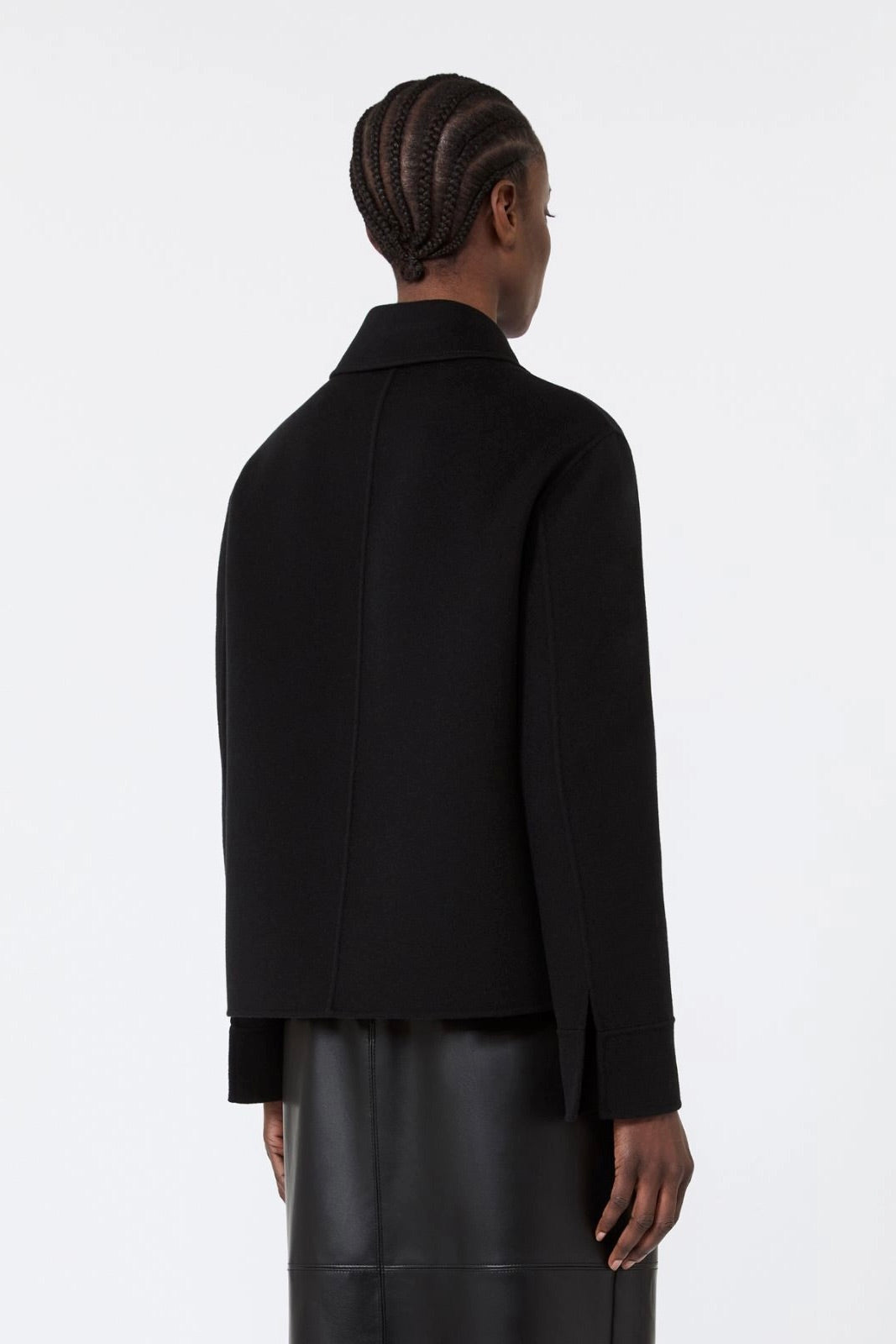 Double Wool Cropped Jacket Black