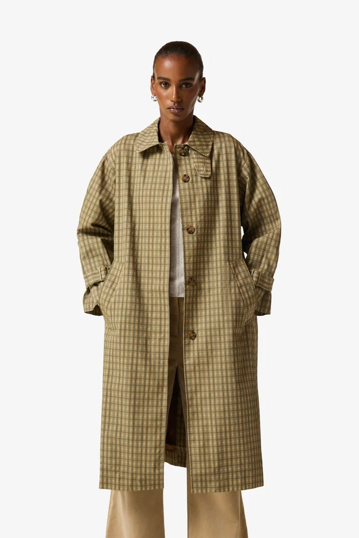 Meagan Check Coat Kelp Check