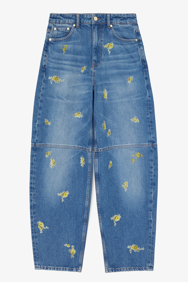 Printed Flower Denim Stary Jeans