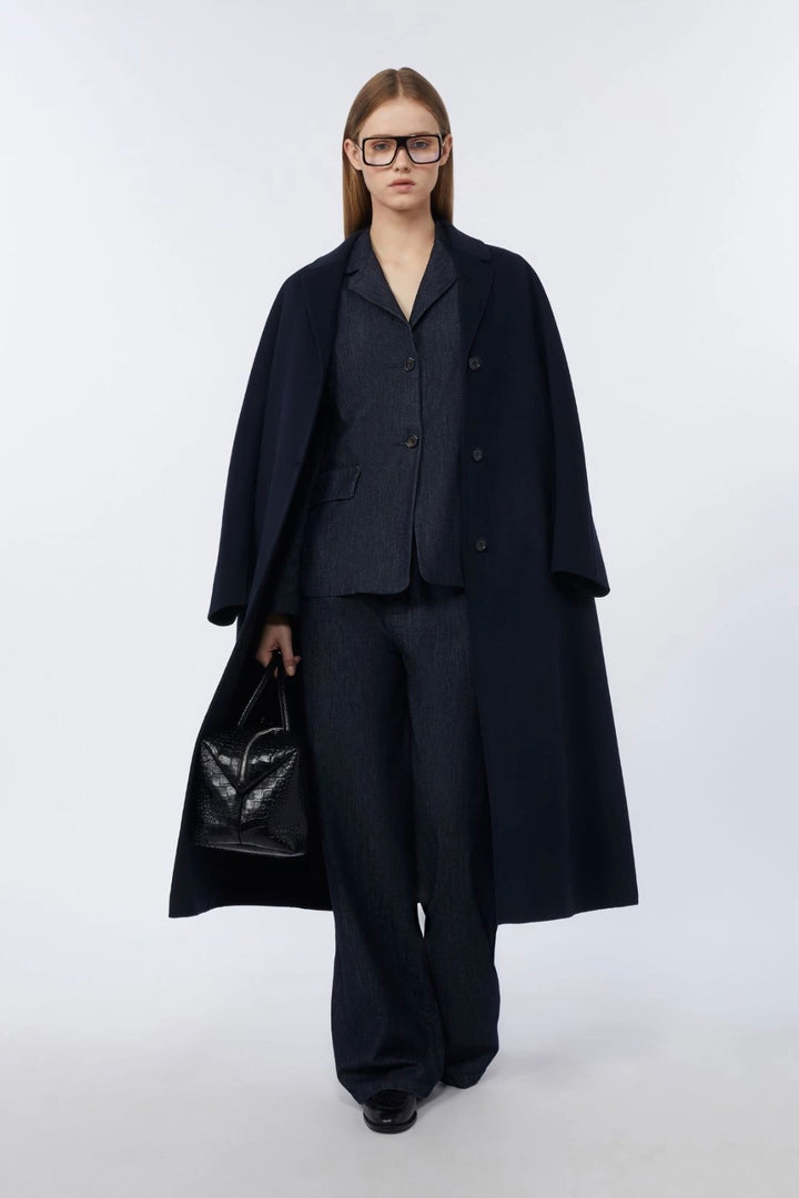 Flared Wool Coat Midnight Blue