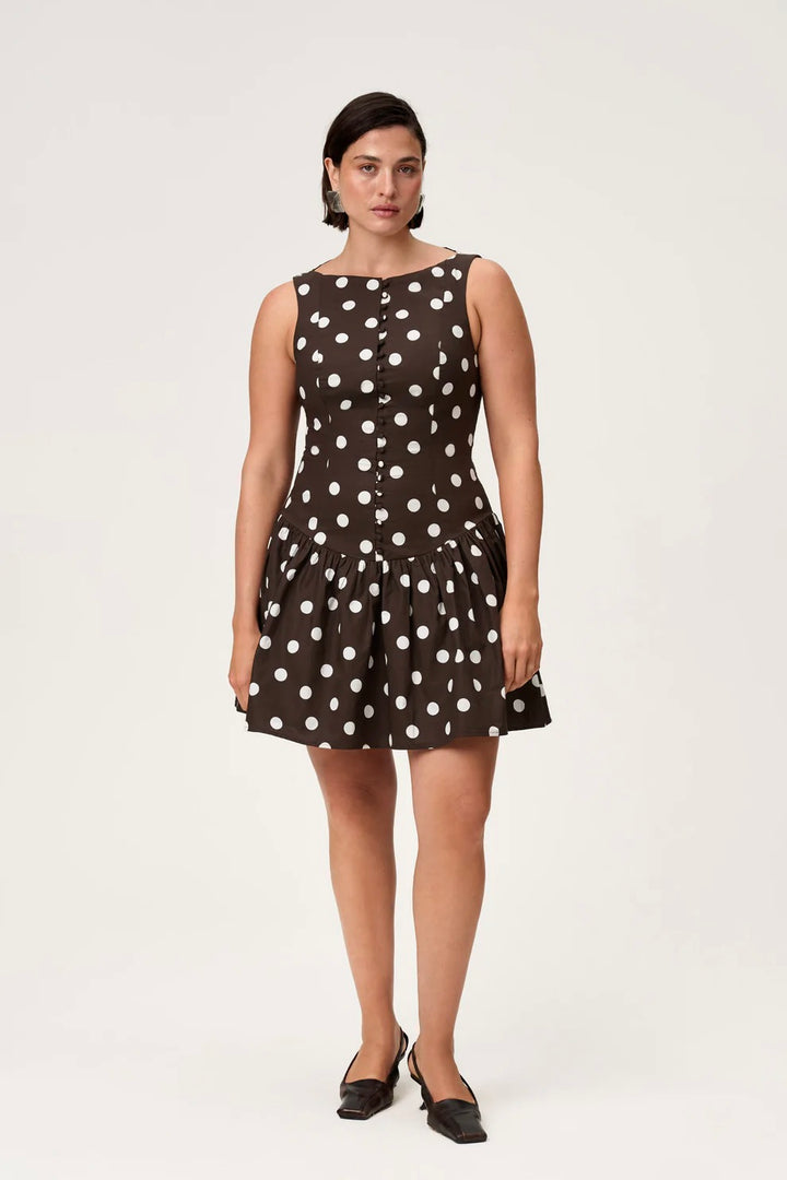 Sevilla Mini Dress Small Brown Dot