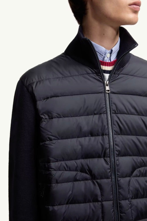 Padded Zip-Up Cardigan Navy
